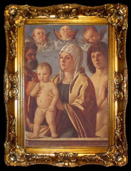 framed  Giovanni Bellini The Virgin and Child Between Peter and Sebastian (mk05), ta009-2